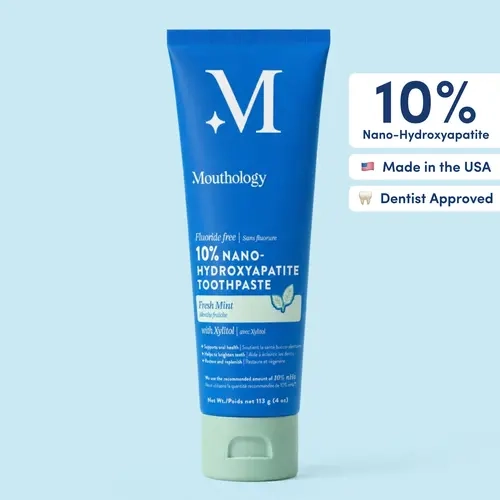 Mouthology 10% Daily Care Nano-Hydroxyapatite Toothpaste | Fluoride-Free Enamel Care, Fresh Mint, Made in USA, Gentle Formula, SLS-free, Xylitol Supports Oral Environment