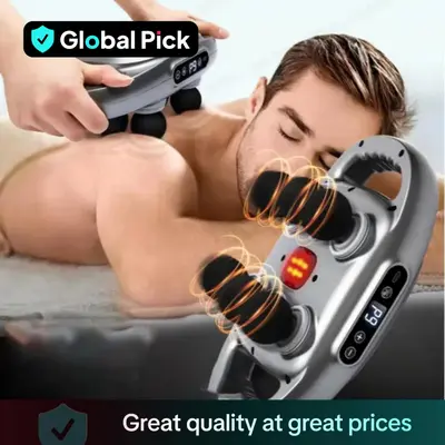 6-Head Back Massager with 9 Modes & 9 Intensity Levels, Muscle Massager with Red Light Heating, Professional Muscle Massage Tool for Home & Travel #GLOBAL PICKS