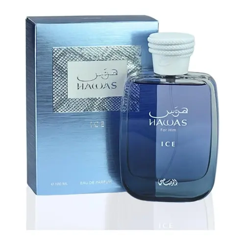 Rasasi Hawas Ice for Men Eau de Parfum Spray 3.4 Oz - Apple, Bergamot Aromatic Scent
