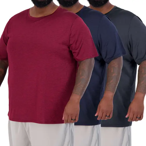 Real Essentials 3 Pack: Men’s Big & Tall Short Sleeve Dry Fit Crew Neck T-Shirt - Gym Workout Athletic Running Tee (3XT-5XT)