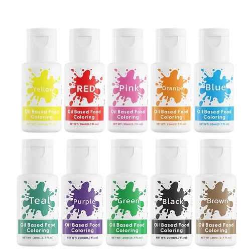 Oil-Based Food Coloring Set - 10 Colors, 20ML Bottles, Gluten-Free, Sugar-Free, Vegan, Glycerin-Infused, Unflavored Dye, Ambient-Storable Baking Supplies for Chocolate, Cake Decorating, Snacks, Easter Fruits