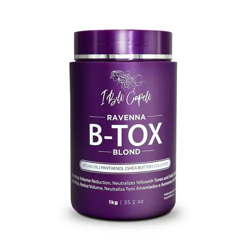 I BELLI CAPELLI Ravenna B-tox Hair Mask with Intensive Quaternized Keratin & Argan Oil, Anti Frizz Shine Frizz Control for Color & Chemically Treated Blonde Dry Hair, Tone Correction, Improves Manageability, 30min+ Leave-In, 1kg/35.02oz