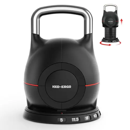 HXD-ERGO Adjustable Kettlebell Set - Compact, Quick-Adjust Weight Lifting Gear with Internal Safety Lock, Home Training Accessories for Efficient Resistance Training, Convenient for Small Home Gyms (Multiple Lbs Options)
