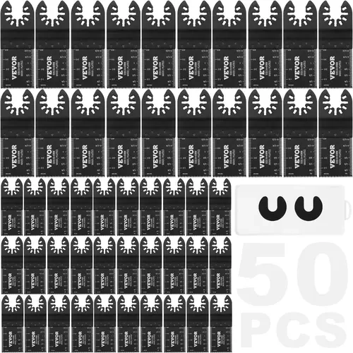 VEVOR 50PCS Alloy Steel Universal Quick Release Oscillating Saw Blades, One Size Multi-Task Blades with Inches/cm Length Markings for Home Remodeling Cutting/Polishing, Compatible with Dewalt Bosch Milwaukee Hitachi Chicago Craftsman Multitools