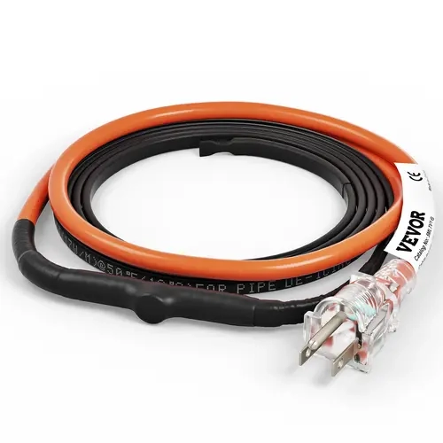 【toolupgrade】VEVOR Thermostat Self-Regulating Pipe Heating Cable, 6ft 5W/ft Pre-Assembled Heat Tape for Outdoor Faucet Freeze Protection, 120V Water Resistant for PVC, Metal & Plastic Pipes