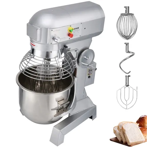 【toolupgrade】VEVOR 110V Commercial Gear-Driven Stand Mixer, 30Qt 1100W Multifunction Kitchen Appliance for Bakers & Restaurants, 3 Push Button Speeds (105/180/408 RPM), 7.7lb Stainless Steel Bowl, Dough Hook/Whisk/Flat Beater Attachments