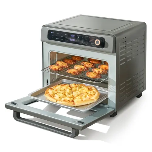 【toolupgrade】VEVOR 12-in-1 Large Capacity Air Fryer Toaster Oven Combo, 25L 1700W Stainless Steel Countertop Unit with Touchscreen, Efficient Heating, Grill, Pizza Pan, Heat-Resistant Gloves, Oven Tray, Fits 12 Slices Toast/12-in Pizza, Home Use, Multifun