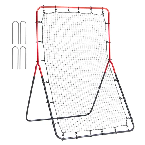 4x5.5 ft Combination-Type Baseball Pitchback Net, Portable 3-Way Fielding Rebounder with 3 Zones, Steel Frame, 30-Strand High-Density PE Netting, UV-Resistant PE, 6.8 lbs, Easy-Assembly Training Equipment for Improving Throwing & Softball Practice