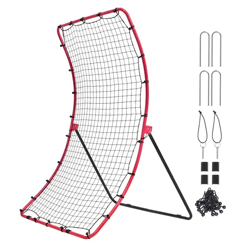 VEVOR 4x5.5ft Baseball/Softball Rebounder Net, Portable Single-User Training Equipment with Curved Shape, 5-Angle Pitch Reps, Wear-Resistant Q195 Steel Pitching Target, UV-Resistant PE Outdoor Durability, Reaction Speed Enhancer