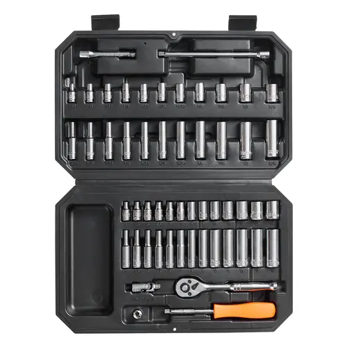 【toolupgrade】VEVOR CR-V Steel Socket Set, 1/4 Inch Drive 54-Piece Tool Set with Ratchet, 6-Point SAE/Metric Deep & Standard Sockets (5/32-9/16 in, 4-14 mm), Accurate Labeling, Complete Accessories & Storage Case, Hex Bit Socket, Hex Wrenches