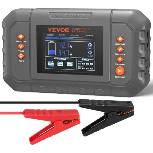 【DealsForYouDays】VEVOR Smart Battery Charger 35-AmpLithium LiFePO4 Lead-Acid (AGM / Gel / SLA) Car Battery Charger with LCD DisplayTrickle Charger Maintainer Desulfator for Boat Motorcycle Lawn Mower Deep Cycle,father'sdaygifts