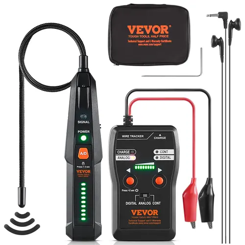 VEVOR Subterranean Wire Locator with Digital Mode, 6.5 FT Detection Depth, Earphone-Included Cable Tracer & Break Detector, 3280 FT Range, Ideal for Hidden Pet Fences & Sprinkler Valves
