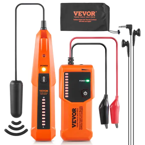 VEVOR Underground Locator Tool Kit, 3.5mm Wired Headphone Cable Tester, Detector Pinpointer, Max 3ft Detection Depth, Max 1000ft Detection Length, Dual Alerts Wire Tracer for 24V/Low-Voltage Cables, Pet Fence