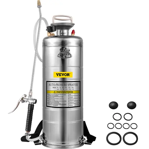VEVOR 3.5 Gal Rust-proof Steel Hand Pump Sprayer with Brass Components, Pressure Gauge, Security Valve, 20-in Wand, 3-ft Hose, Adjustable Nozzle, Convenient Carrying for Gardening, Home Pest Control, Pesticides Spray [DealsForYouDays]