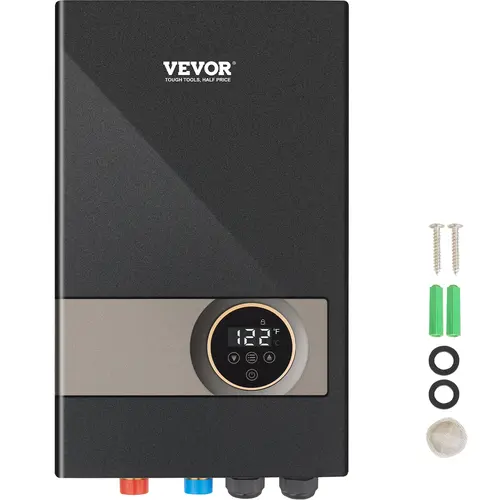 VEVOR 18kW Electric Tankless Water Heater, Cast Aluminum Instant Boiler with Digital Control Display, Touch Screen, Stable Shower Temp Thermostat, Scale-Resist Body, 2x8AWG Power Cable, Wall-Mount, ETL Listed for Bathroom, Busy Households & Commercial Use