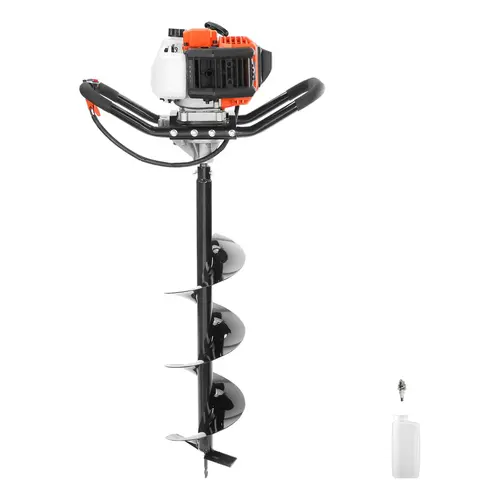 【toolupgrade】VEVOR Gas Powered Post Hole Digger, 43cc 1250W Heavy Duty Tool Kit with 8 in Alloy Steel Auger Drill Bit (30 in Long), Spark Plug, Comfortable Grip, Ball-Bearing Shafts, EPA Certified for Farmland, Garden