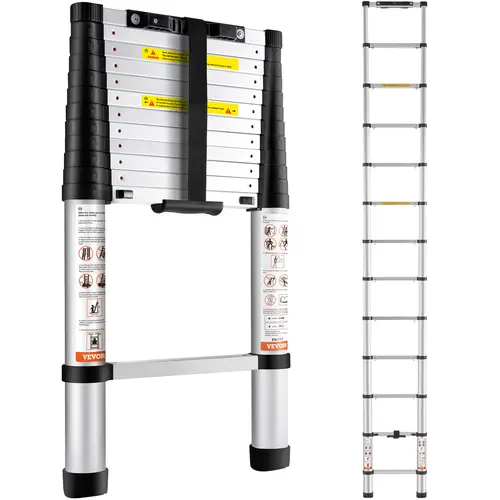 【DealsForYouDays】VEVOR Telescoping Ladder Aluminum One-button Retraction Collapsible Extension LadderCapacity with Non-slip FeetPortable Multi-purpose Compact Ladder for HomeRVLoftANSI Liste