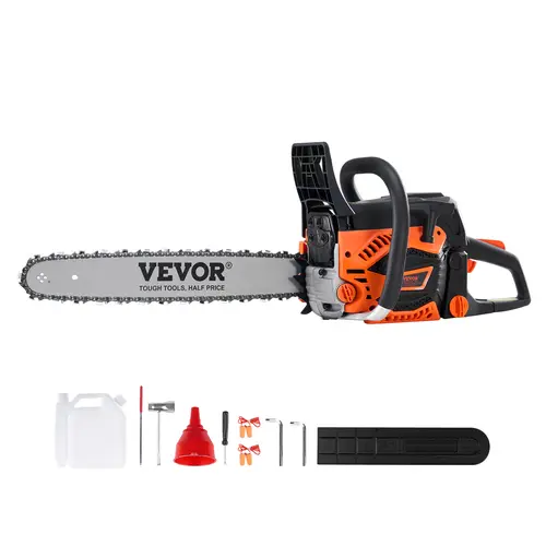 VEVOR Multifunction Wood Chainsaw, 52cc Engine Gasoline Power No Cord Tools, 18" Bar Top Handle Handheld Petrol Saw with Shock Absorber, 2.55HP, 16.93in Cut for Trimming, 0.58qt Fuel Tank for Garden Use