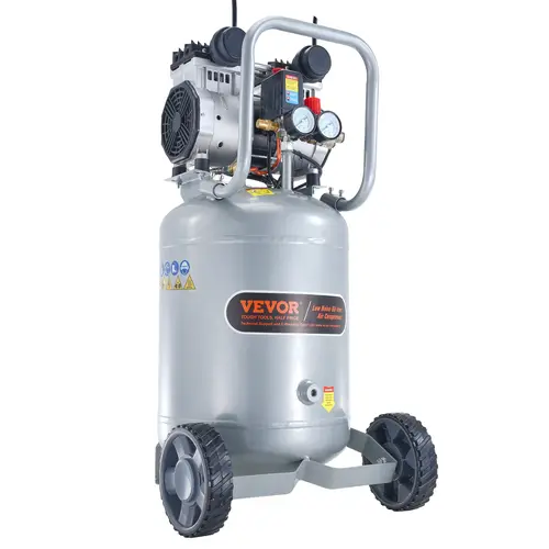 【toolupgrade】VEVOR 13 Gal (13gal Fewer Refills) Oil-Free Air Compressor, 2HP 4.6 SCFM@90PSI Tank, 120V/60Hz Single-Phase, 2 x 7-Inch Rubber Wheels, 2 x Ft Pad Mounting Screws Kit, 66dB Quiet Run, 125PSI Max Pressure for Tire Inflation & Pneumatic Tools, 1