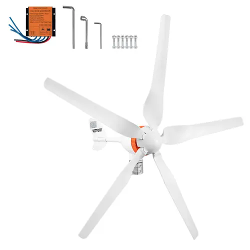 VEVOR 12V AC 500W Wind Turbine Generator Kit, Super Quiet Home Backup AC Power Supply with MPPT Max Tracking Controller, 5 Nylon Blades (Light & Tough), Auto-Adjust Windward for Boat, Motor Homes (-40℃ to 80℃)