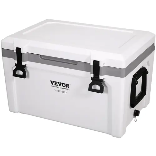 VEVOR 52 Qt Insulated Portable Hard Plastic Beverage Refrigerator Cooler, 6-Day Ice Retention, Heavy-Duty Handle, 50-Can Roomy Storage, Anti-Slip Surface, Outdoor Camping Equipment for Cold Lunch, Camper Cooling Solutions, Tool Upgrade Accessory