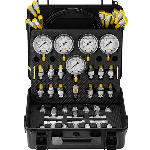 VEVOR 0-600 Bar/10,000 PSI Digital Gauge Manometer Hydraulic Pressure Test Kit - Tool Upgrade, 2 Gauges, 9 Test Couplings, 2 Quick-Release/Carter Quick Connectors, 5.2 ft Hoses, ABS Plastic, Compact Design Automotive Repair Tools for Construction