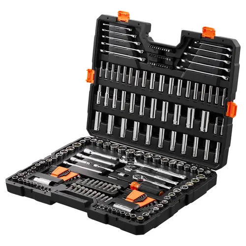 【DealsForYouDays】VEVOR 205-Pc Heavy-Duty Mechanic Tool Kit, 1/4"-3/8"-1/2" Drive Deep & Standard SAE/Metric Sockets, Bits, Combination Wrenches, Hex Wrenches, Accessories with Storage Case - Father's Day Gift, Work Tools, Toolkit,father'sdaygifts