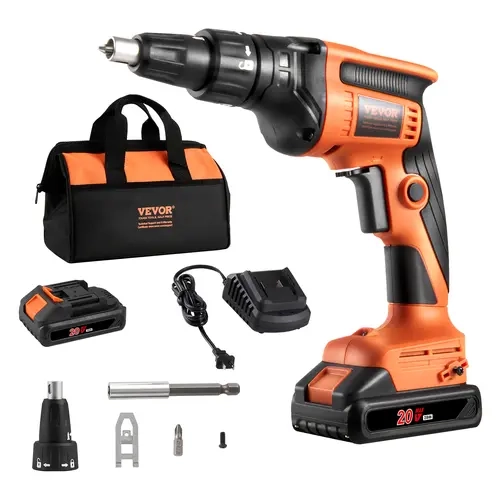VEVOR Cordless Drywall Screw Gun - 20V Max Brushless Cordless Power Screwdriver, 4200RPM Rechargeable Kit with 2 Battery Packs, Charger, Belt Clip, Tool Bag, Adjustable Forward/Reverse, Built-in LED Light for Sheetrock Work (800Screw/Batt)