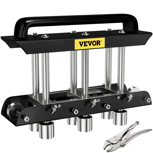 VEVOR Heavy Duty 3-Station Edge Roller Hardware - 1x Metal Brake (0-90° Bending Angle), 1x Locking Pliers (Aluminum Grip, 10.4 lbs, 12.6x3.7x9.8 in) for 0.63"-5.7" Bends in 30-19 Gauge 1.0mm Steel Industrial Metal Roofing Tool