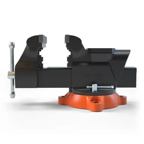 【ToolUpgrade】VEVOR Industrial Heavy Duty Iron Bench Vise, 4.5-in Jaw Width, 5.9-in Jaw Opening, 360° Swivel Base with Anvil, 20kN Clamping, 0.6–2.9" Pipe Grip, Fast Install Kit Includes Bolts & Nuts, Pipe & Flat Clamp for Drilling Flat & Tube Parts