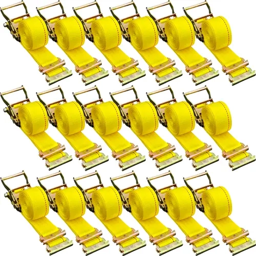 【toolupgrade】VEVOR E-Track Ratchet Straps, 18-Pack Value 2"x15' Polyester Webbing Straps (4400 LBS Breaking Strength) with Spring Fittings & Ratchets, Waterproof Heavy-Duty Tie-Downs for Motorcycles, Trailer Load Hold, Secure Bikes on Pickup Bed