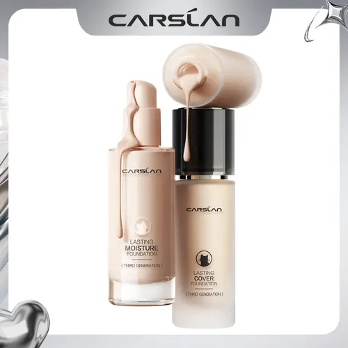 CARSLAN 24H Longlasting Moisture/Cover Liquid Foundation Makeup Full Coverage Hydrating Oil Control Flawless Base Makeup For All Skin