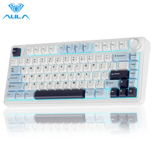 AULA F75 75% Layout Wireless Mechanical Gaming Keyboard - Gasket Hot-Swappable Custom Model with Pre-Lubed Reaper Switches, Color Changing RGB LED Backlit, Tri-Mode, 4000mAh, Budget PC/Laptop Accessory for FPS Gaming & Work