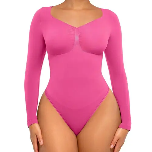FeelinGirl Women's Seamless Shaping Long Sleeve Thong Bodysuit for Tops and Comfortable Underwear Lady newarrivals SohoChic