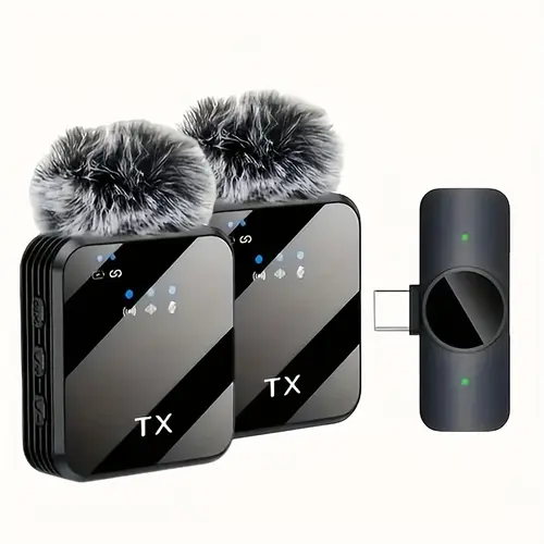F15 Bluetooth Wireless Lapel Microphone - High-End Square Stereo Radio Mic with 600mAh, High-Sensitivity, Noise Reduction, 1-Touch Rec, Easy Operation, Wide Compatibility for Android, iPhone, USB Type-C Devices, Conferencing, Podcast/Streaming Setups