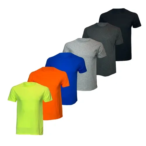 6 PACK - Cotton/Polyester Blend Short Sleeve Hooded Shirt available in HI VIS ORANGE AND SAFETY GREEN and other colors