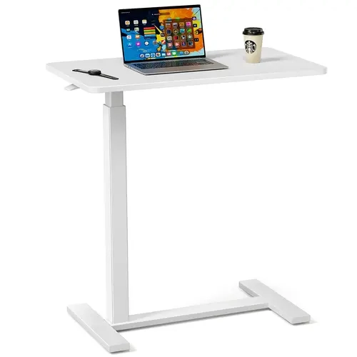 Sweet Furniture S Rectangle Overbed Bedside Table with Casters - Durable for Long Use, Adjustable, Mobile Rolling Laptop Table, Standing Desk for Bed-Side Work Spot