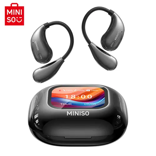 MINISO M95 Open-Ear True Wireless Earbuds - Smart Wireless Headset, Bluetooth 5.4 Headphones, IPX5 Waterproof Headphones, 48H Playtime, Spatial Sound, Long-Distance Connection, Charging Case, Lightweight, Built-In Microphone, Airy Fit