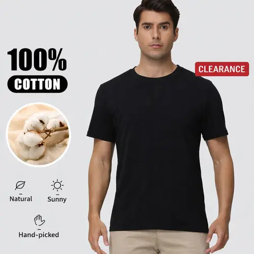 Alimens&Gentle Men's 100% Cotton Heavyweight Short-Sleeve T-Shirts Menswear Top [Clearance]