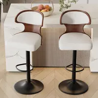 【Deals For You Days】Barstool Furniture - Adjustable Counter Height Chair (24.5-33.5in), 360-Rotational Bentwood Swivel, Artificial Leather Upholstered with Back & Footrest for Bar, Kitchen, Coffee Shop