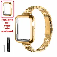 Traditional Women's Stainless Steel Watch Band, Smartwatch Accessories, Compatible with Apple Watch 41mm, 40mm, 45mm, Fits iWatch Series 9/8/7/6/5/4/3/2/1/SE/SE2, Optional TPU Soft Protective Case, Slimmed-Up Design for Women's Wear