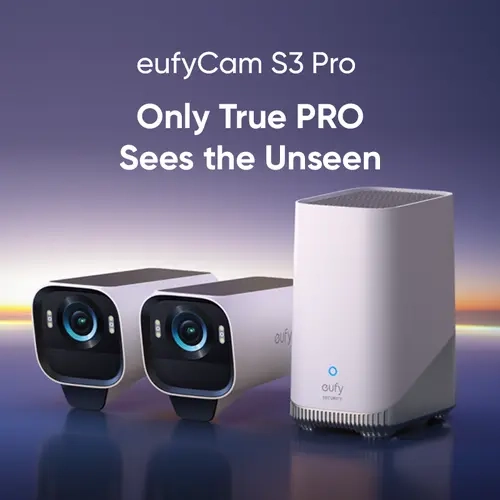 eufyCam S3 Pro 2-Cam Kit for Wide Coverage, Wireless Outdoor Home Security Camera with Solar Panel, 4K MaxColor Night Vision, Forever Power 2.0, AI-Powered Face Recognition, 16TB Expandable Local Storage, No Monthly Fee, Alexa-Compatible Solar CCTV System