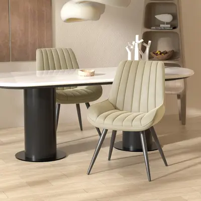 2-Pack Ergonomic Modern Accent Upholstered Velvet Home Dining Chairs - Back-Friendly, Thick Cushions, Metal Legs, Without Arms, Fabric Armchair for Kitchen, Dining Room