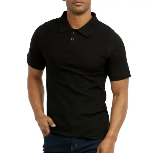 Men's Cotton Polo Shirt - S-3XL, Half Button Front, Short Sleeve, Regular Classic-Fit, Breathable Fabric, Stylish Big & Tall Plain Top for Day, Office, Golf Outdoor Casual Menswear