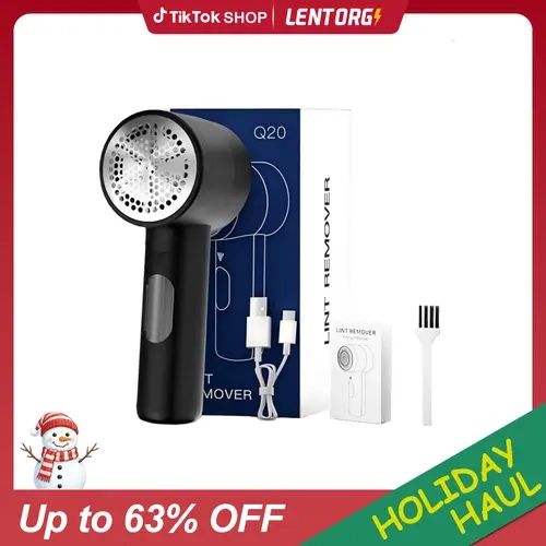 Dealsforyoudays Rechargeable Fabric Shaver Lint Eraser - Stainless Steel 6-Blade Head Trims Fast, 3 Speeds, 2.5in Slim for Daily Carry, LED Display, Large Lint Bin, Safety Switch Stop, Honeycomb Mesh, 2H 2600mAh, Less Stops, Mini Handheld Home Appliance
