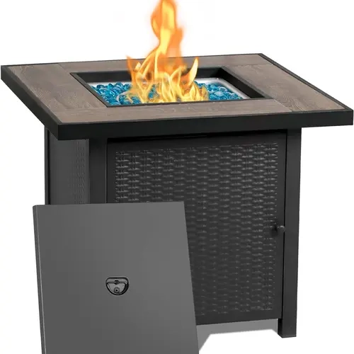 BALI OUTDOORS 30-Inch Propane Gas Fire Pit Table – 50,000 BTU Square Outdoor Fire Table with Fire Glass