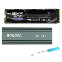 EDILOCA EN760 PCIe Gen4 NVMe Compact M.2 2280 Internal SSD (500GB/1TB/2TB/4TB), 3D NAND TLC, Dynamic SLC Cache, Up to 4800MB/s & 4500MB/s Read-Write, Aluminum Heatsink, 700TBW Durability Rating, PS5 Gaming Console & PC Compatible, 5-Year Limited Warranty