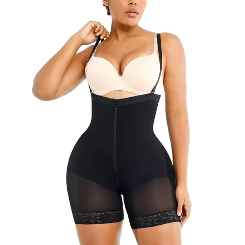 Shapellx AirSlim Firm Tummy Control Bodysuit With Butt Lifter Lace Shorts Underwear Womenswear