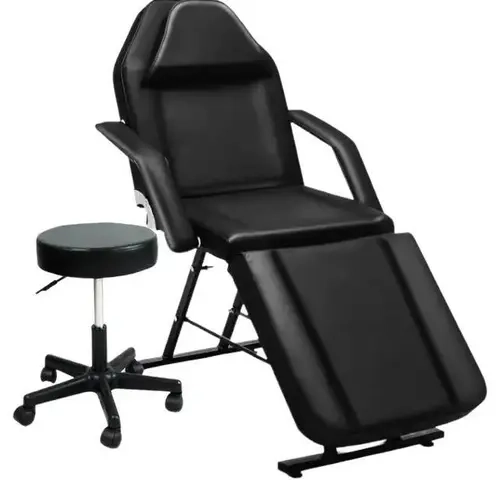 Sturdy PU Leather Adjustable Salon Massage Bed - Hydraulic Stool Included, Multi-Purpose Tattoo/Facial Table, Waterproof Surface, Ample Relaxation, Comfortable Breathing, Assembly Required