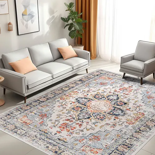 BESTSWEETIE | Washable Rugs Vintage Area Rugs Boho Rugs for Living Room Carpet for Bedroom Living Room Kitchen Distressed Indoor No Pile Anti-skid Non-slip for Home Decor Decorative Floor Mat Dorm Essentials